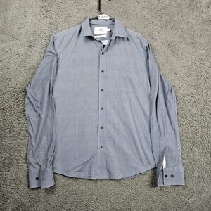 WRK Mens Blue Gingham Check Dress‎ Shirt Button Down Long Sleeve Size Medium